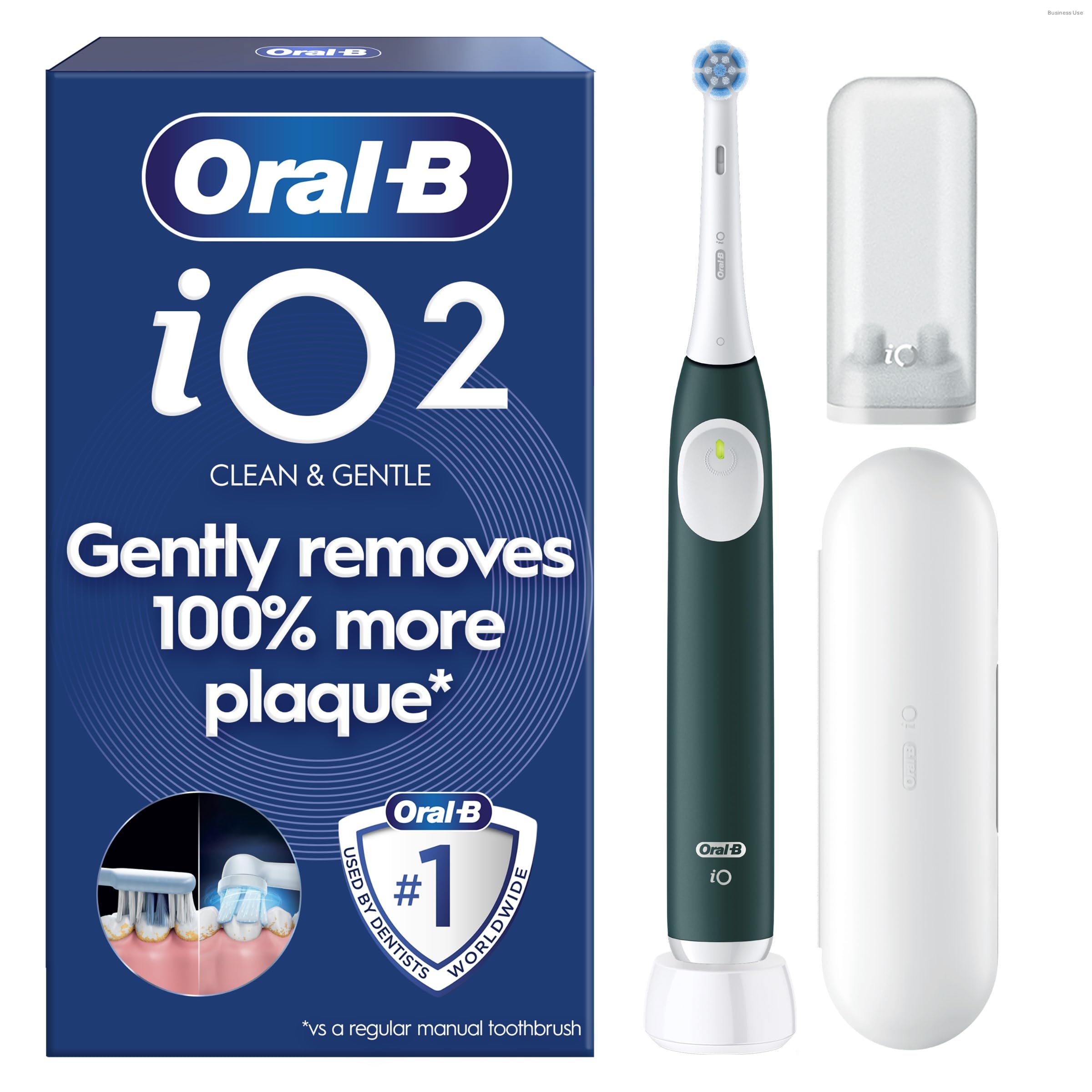 Oral-B iO2 Electric Toothbrush for Adults, Forest Green, with Travel Case