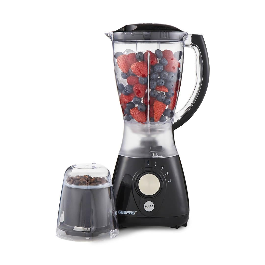 GEEPAS 2-in-1 Food Jug Blender & Smoothie Maker 1.5L Jar 550W Black