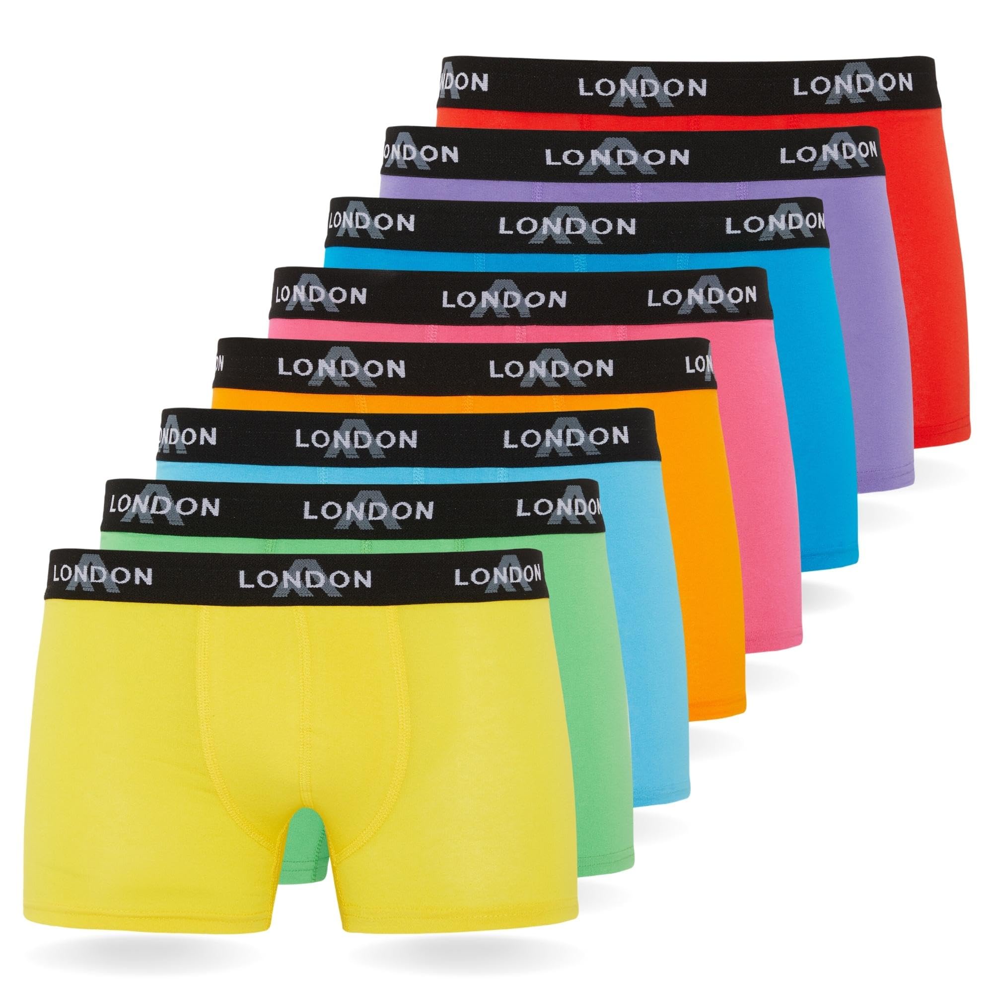 FM London 4/8-Pack Mens Boxers with Elastic Waist - Soft Boxer Shorts Men, Stretch Fit Underwear for Everyday Wear - Fitted Hipster Underwear