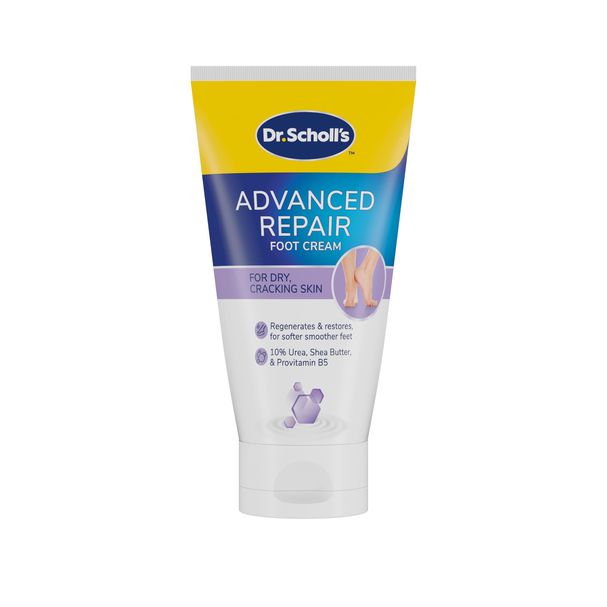 Dr. Scholl's ExpertCare Advance Repair Foot Cream 150ml, Intensive Moisturiser for Cracked Heels and Dry Cracking Skin with Uvit, Urea, and Pro-Vitamin B5 Complex for Softer Smoother Feet