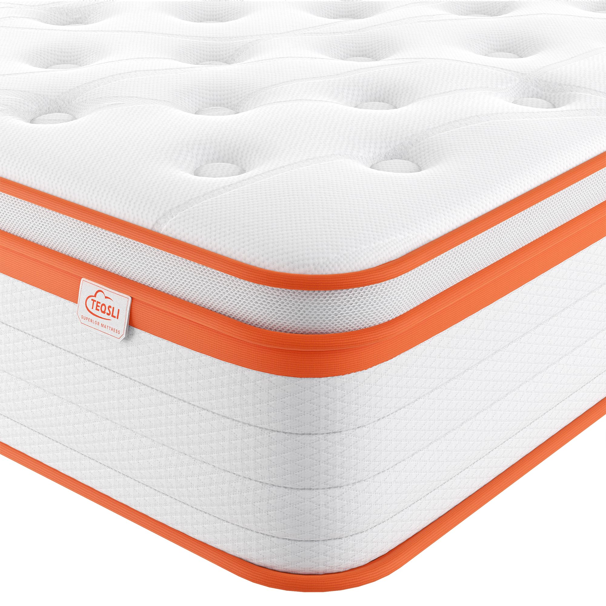TeQsli 4FT Small Double Mattress, 10.6 Inch Memory Foam Pocket Sprung Hybrid Small Double Mattress Zone Support for Pressure & Back Pain Relief Medium Firm Box 120x190x27cm