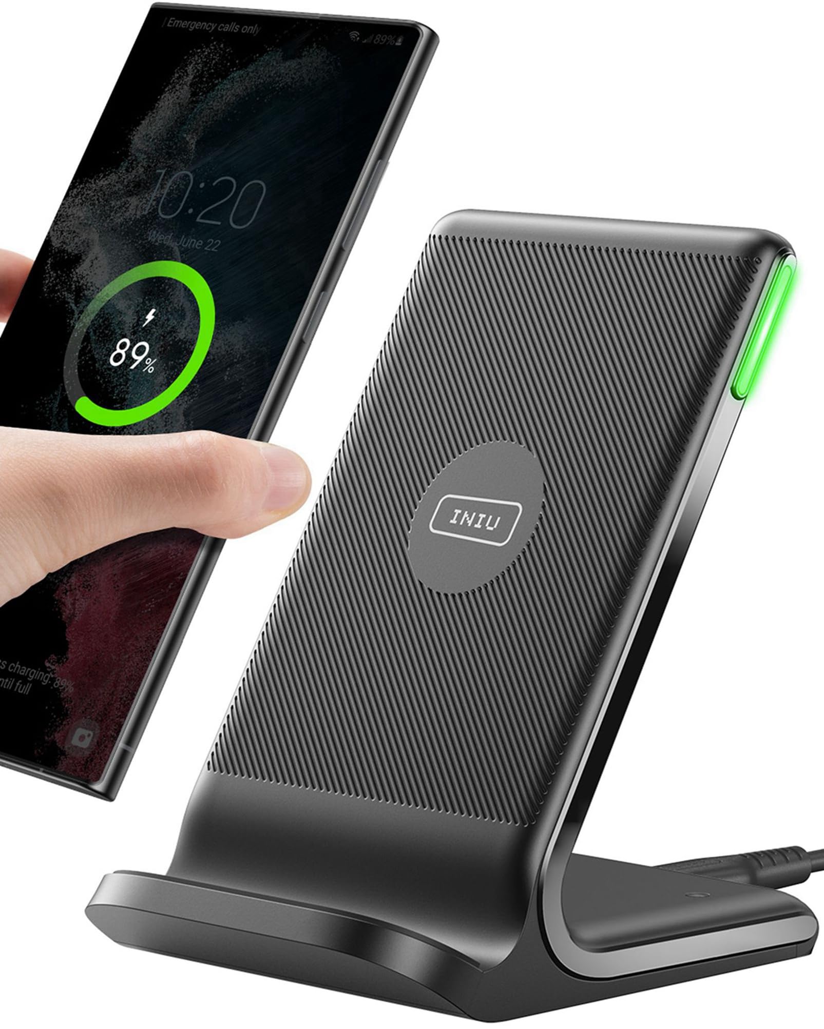 INIU Wireless Charger Stand, 15W Fast Charging Dock Phone Charger with LED