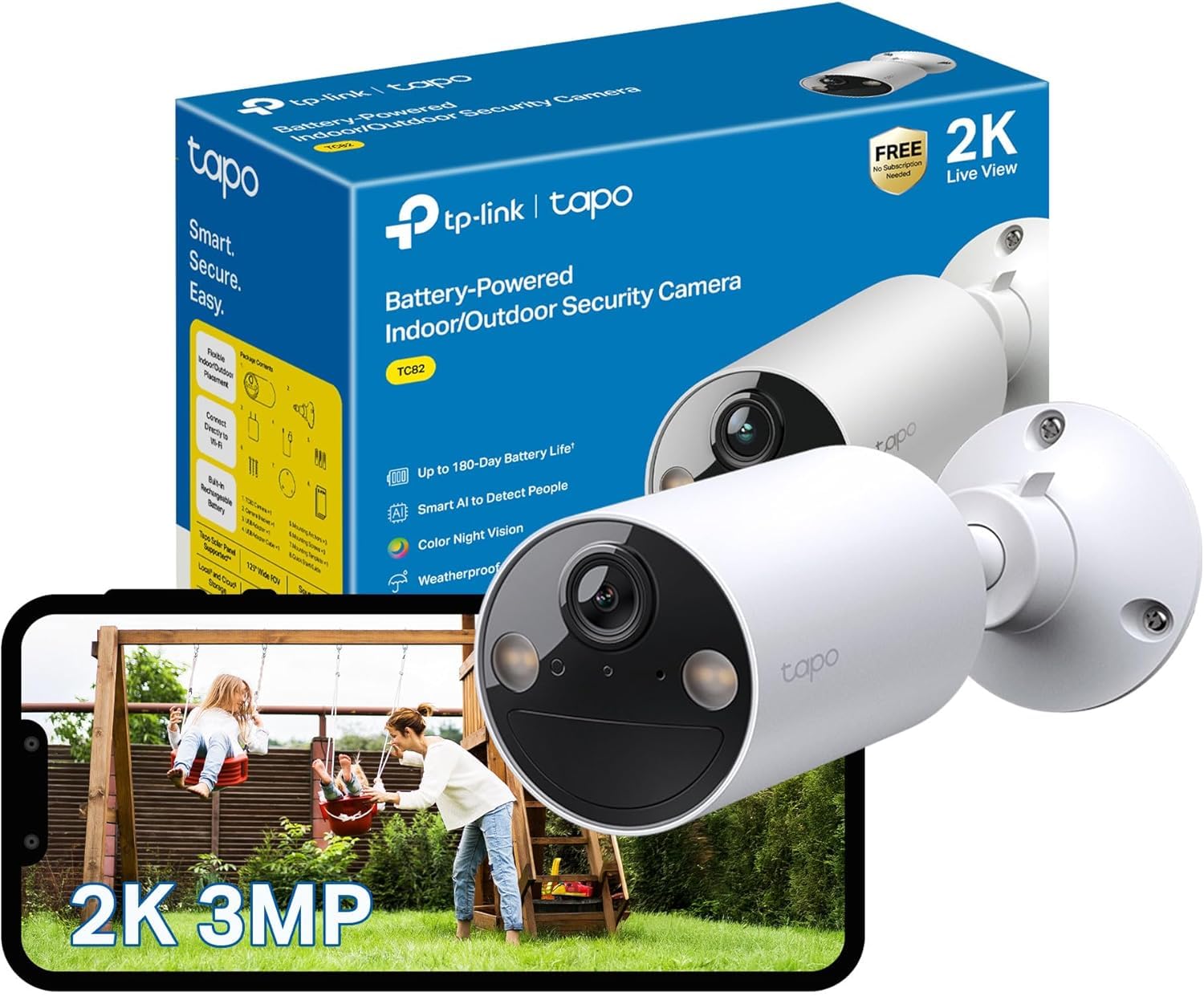 Tapo TC82 2K Battery Outdoor Security Camera Wireless