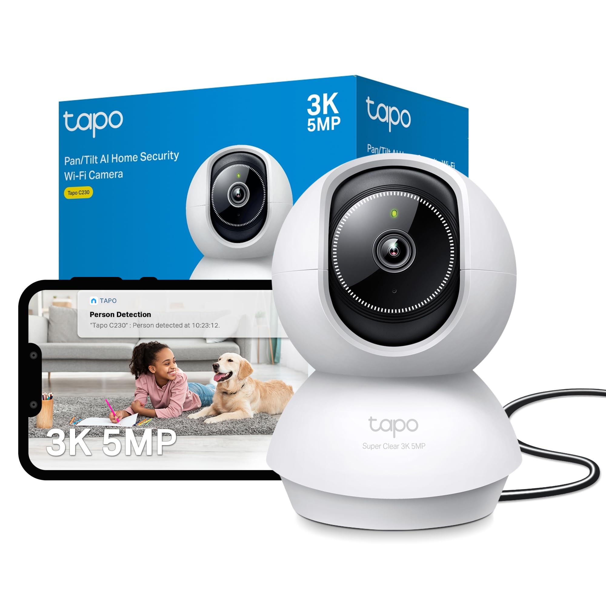 Tapo C230 3K 5MP Pan/Tilt Indoor Security Camera Pet Camera Baby Camera