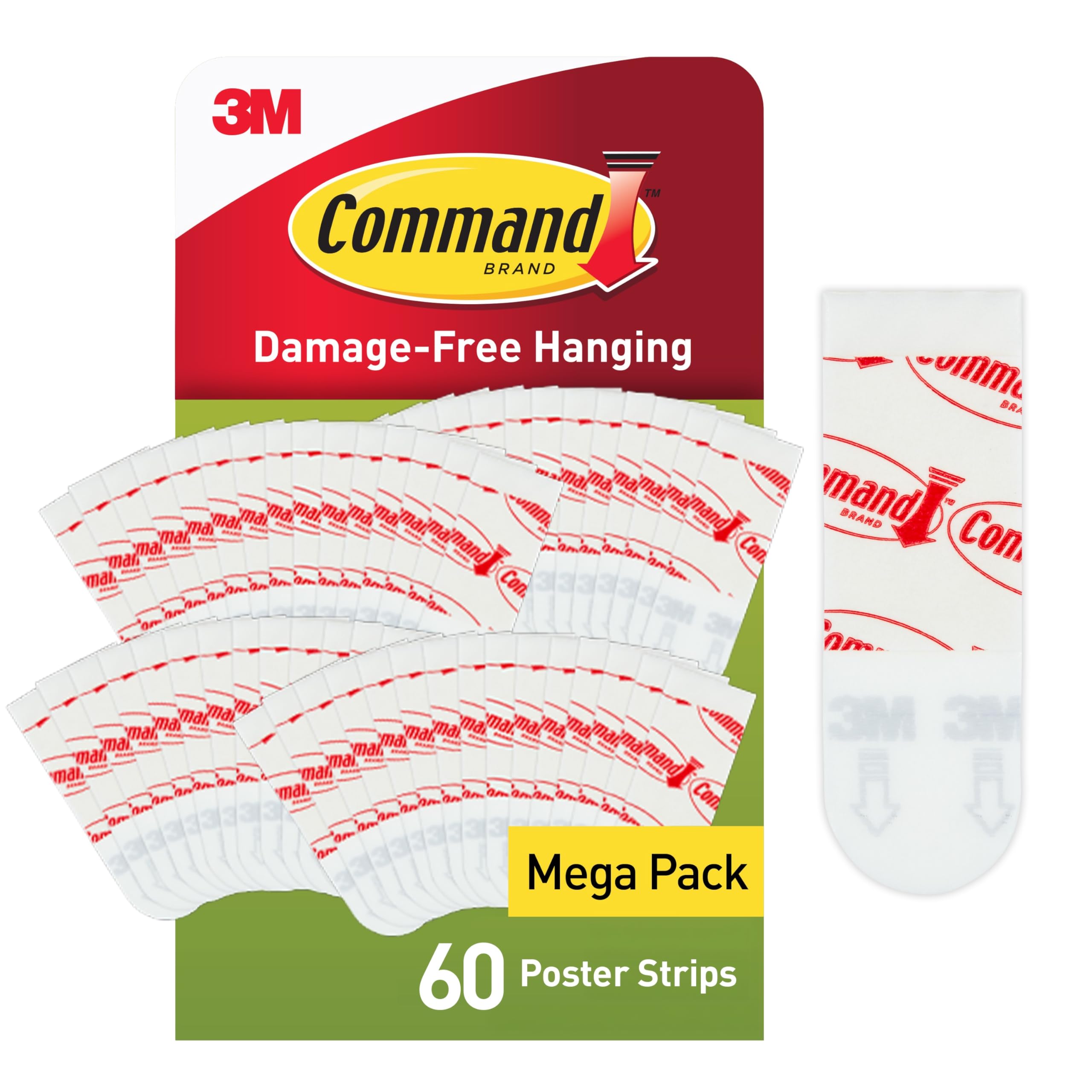 Command Poster Strips, Value Pack, 60 Adhesive Strips, White